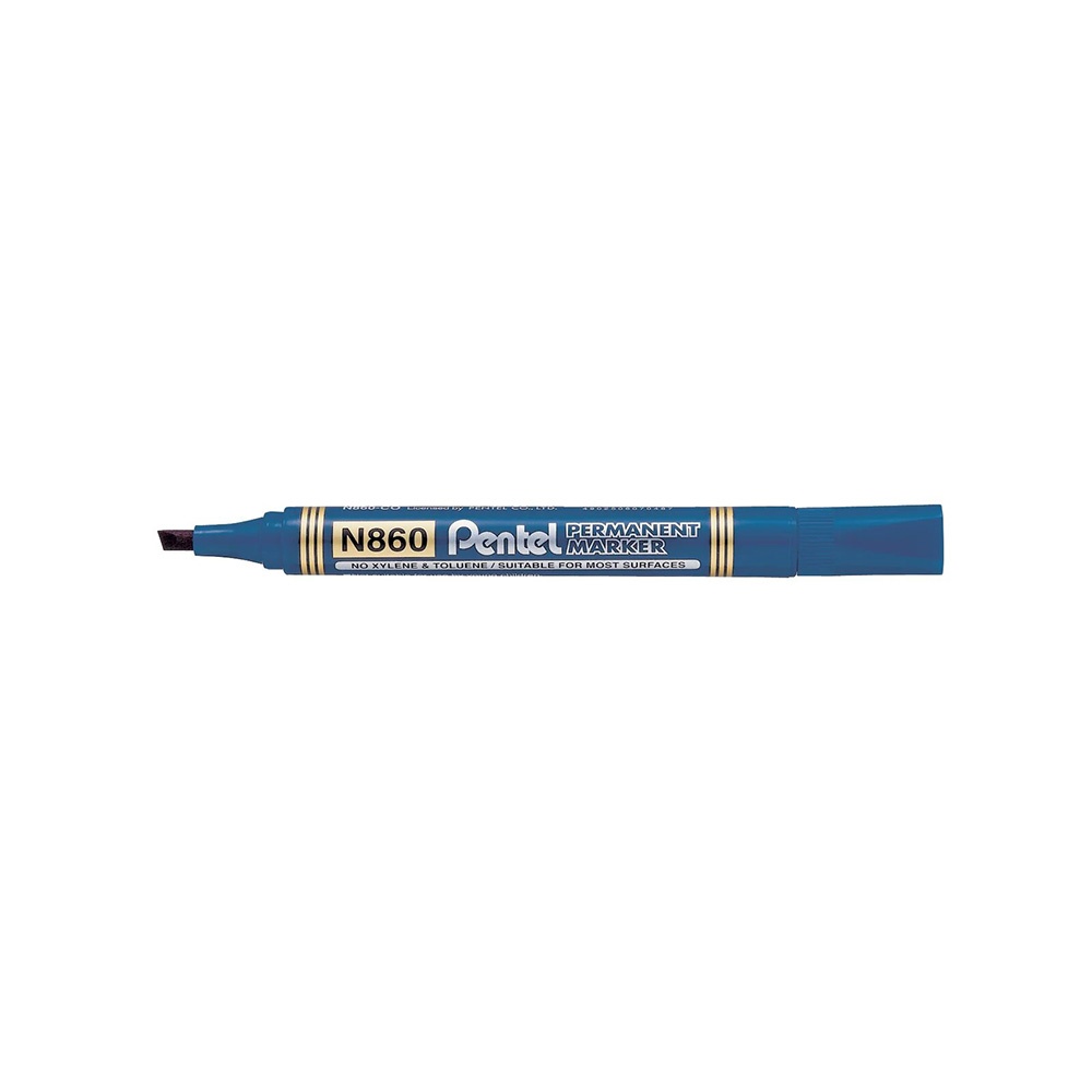 Маркер перманентный Pentel 1,8-4,5 мм, скошенное, 12 шт, синий