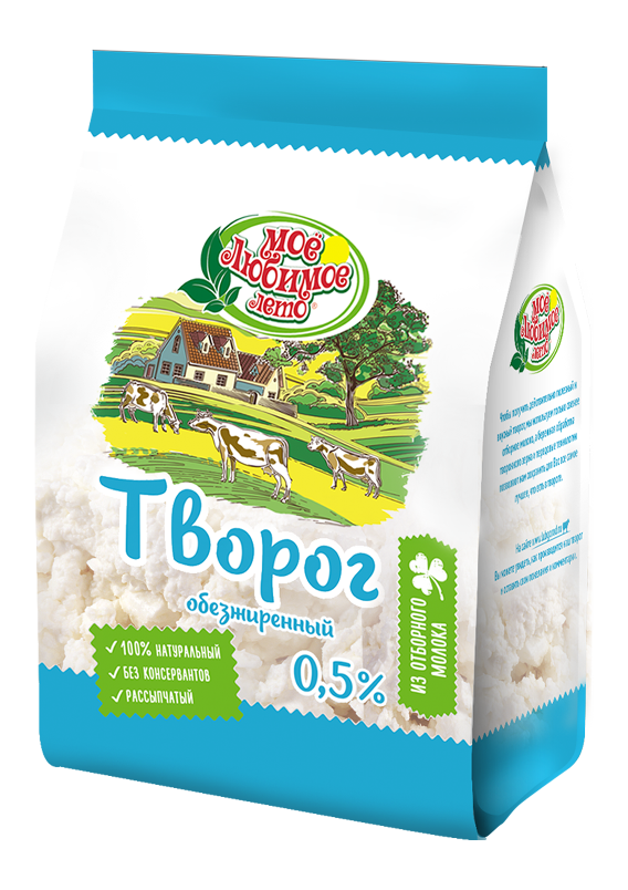 

Творог Мое любимое лето обезжиренный 0,5% 400 г бзмж