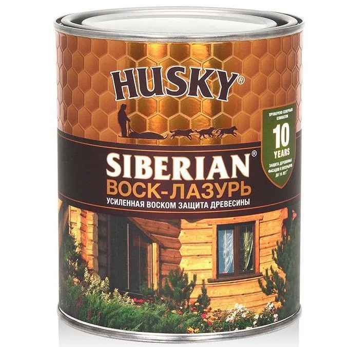 Воск-лазурь декоративно-защитный состав для древесины husky siberian 0,9л кедр