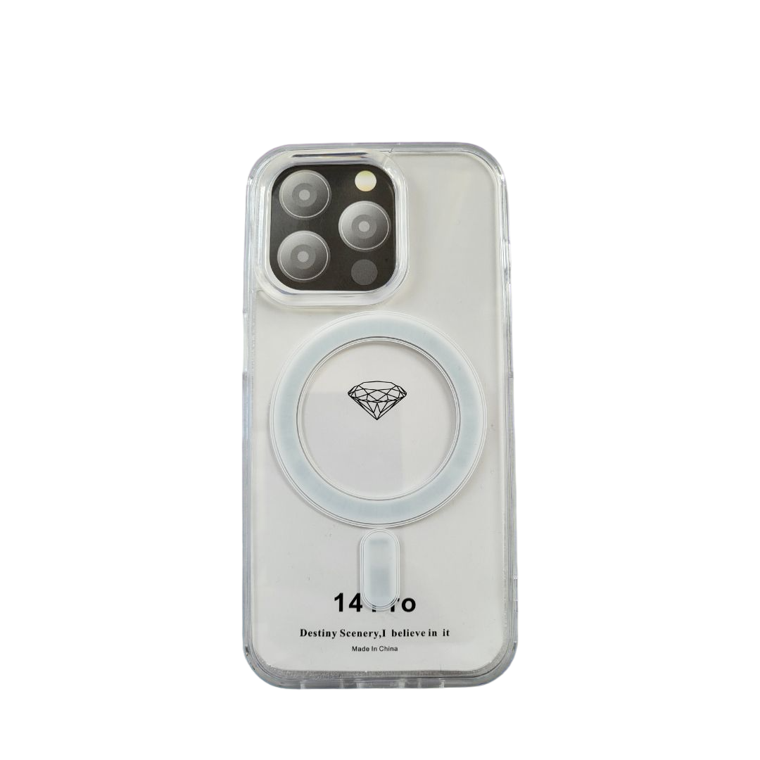 

Чехол для iPhone 14 Pro (Айфон 14 про) силиконовый с магнитом Magsafe, Прозрачный, 4546670000000