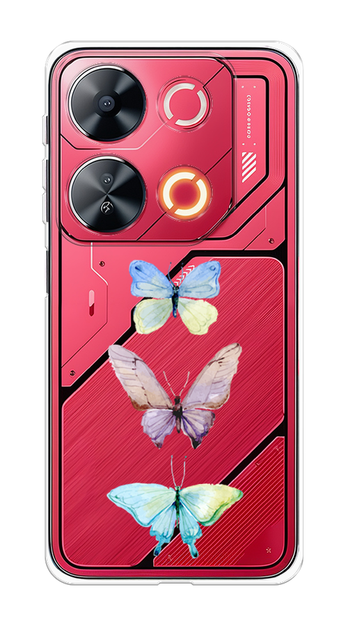 

Чехол на Itel P65 "Акварельные бабочки", Бирюзовый;розовый, 3202350-1