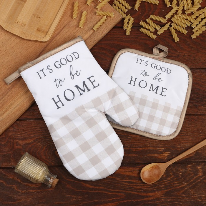 

Кух. набор 2 пр. Доляна Home прих. 17x17 см, вареж. 26x16 см,100% п/э, Белый;бежевый