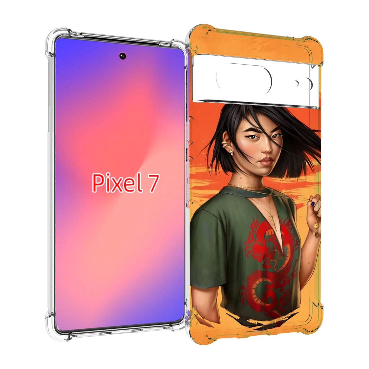 

Чехол Mypads Девушка-В-Оранжевом-Фоне Женский Для Google Pixel 7, Прозрачный, Tocco