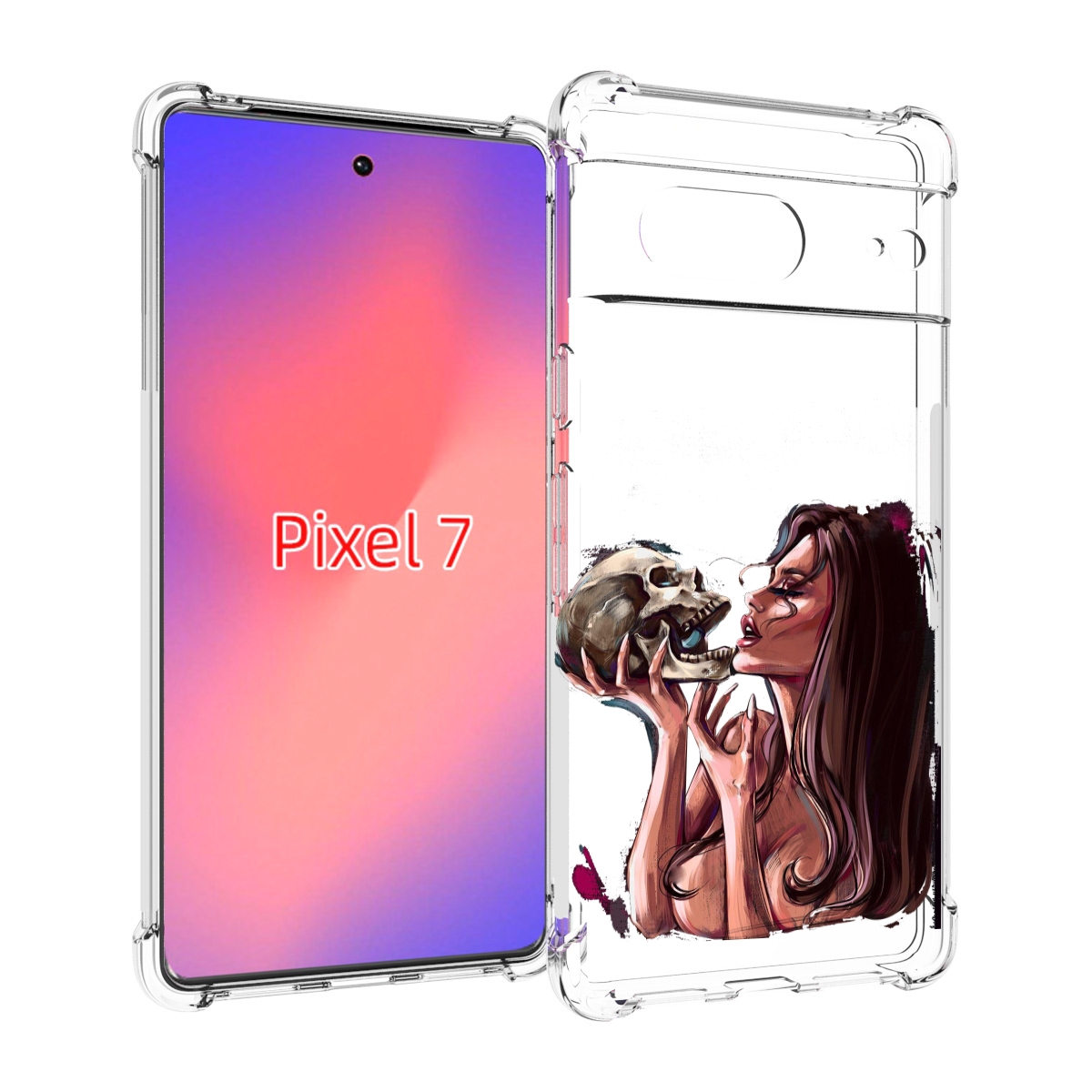 

Чехол Mypads Девушка-Модель-С-Черепом Для Google Pixel 7, Прозрачный, Tocco