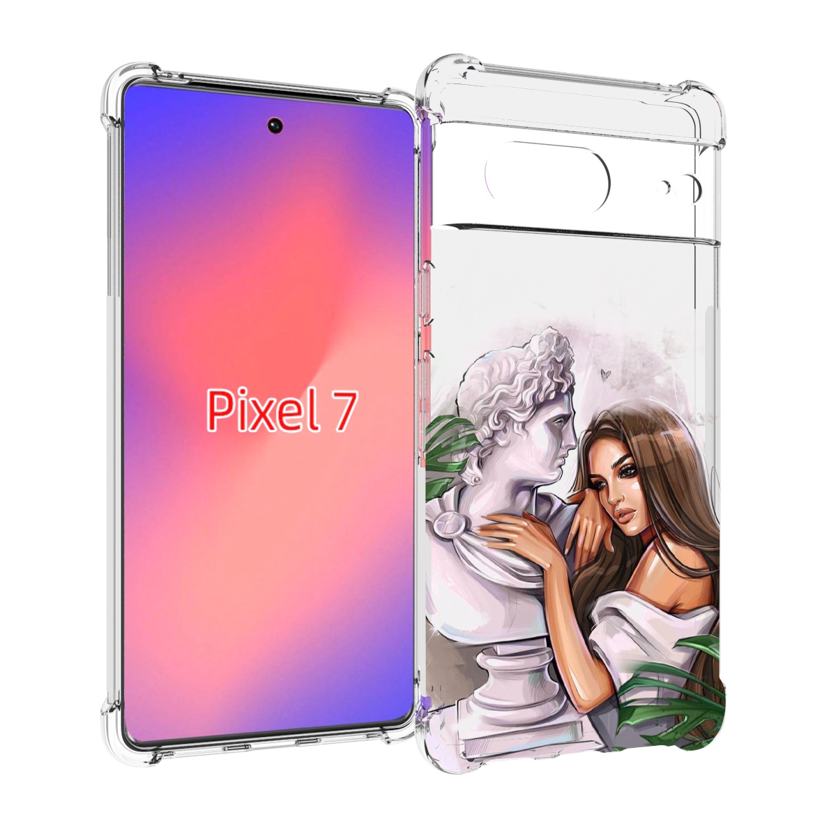 

Чехол Mypads Девушка-Модель-Со-Статуей Женский Для Google Pixel 7, Прозрачный, Tocco