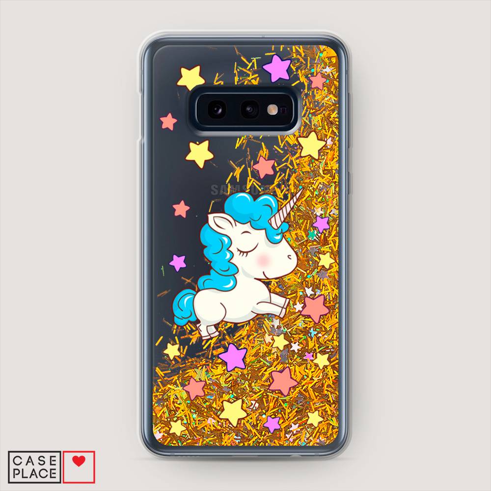 

Жидкий чехол с блестками "Звездный единорог" на Samsung Galaxy S10E, 27290-1