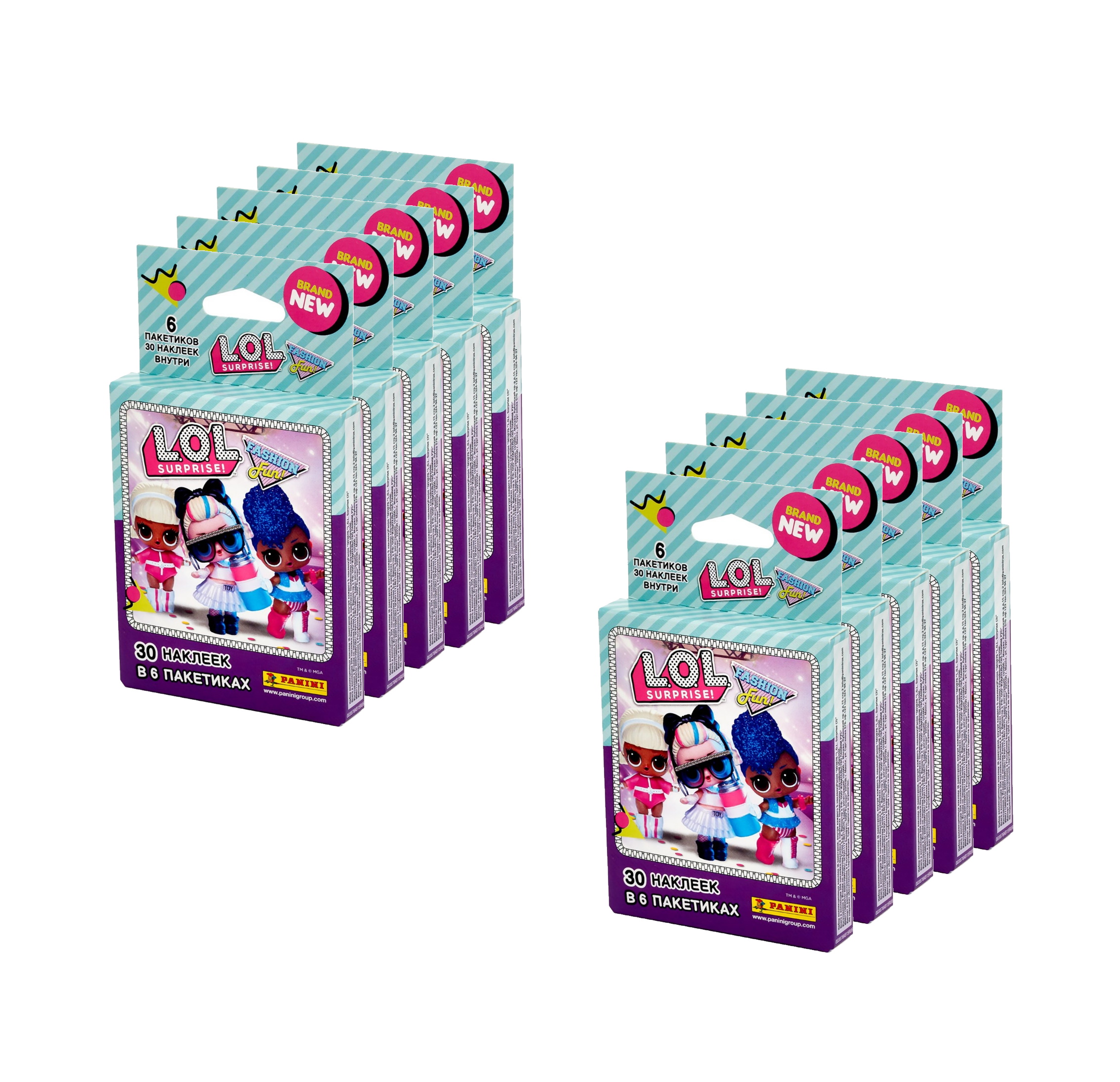 

10 блистеров наклеек panini l.o.l. surprise! fashion fun!