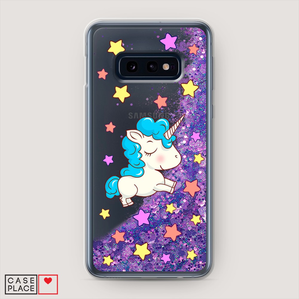 

Жидкий чехол с блестками "Звездный единорог" на Samsung Galaxy S10E