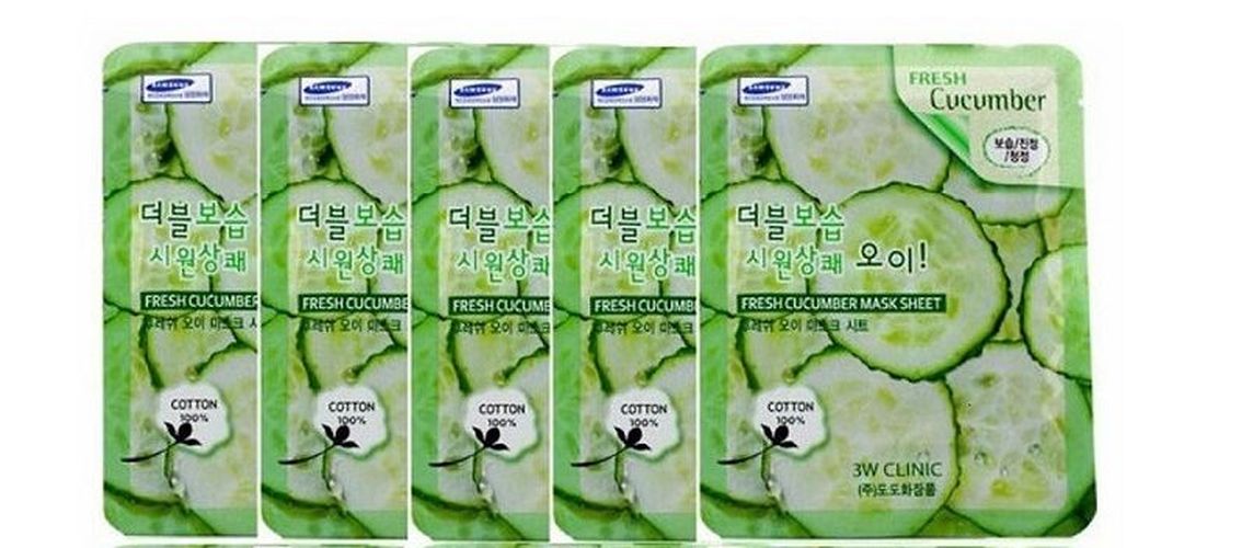 

Тканевая маска для лица 3W Clinic Fresh Cucumber Mask Sheet с огурцом 5 шт, с огурцом