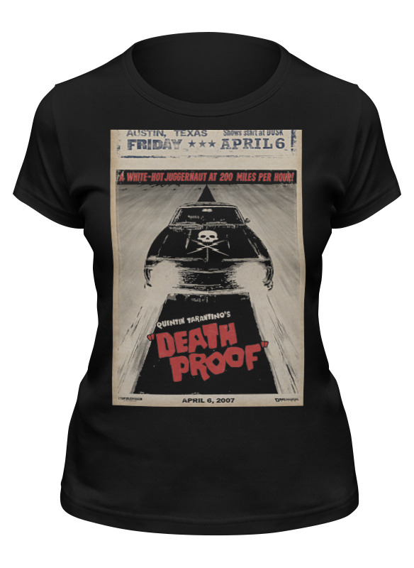 

Футболка женская Printio Death proof черная M, Черный, Death proof