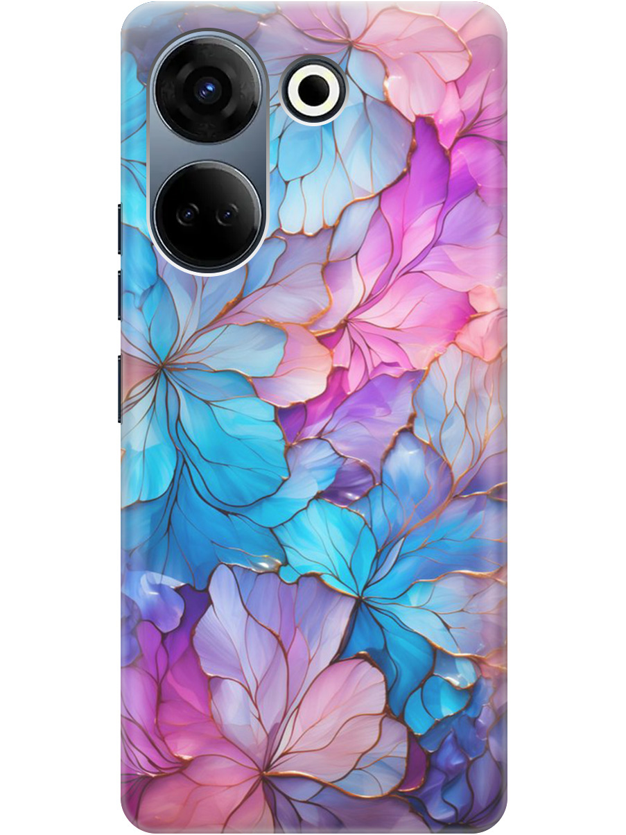 

Силиконовый чехол на Tecno Camon 20/20 Pro с рисунком "Цветочный витраж", Голубой;розовый, 20000097