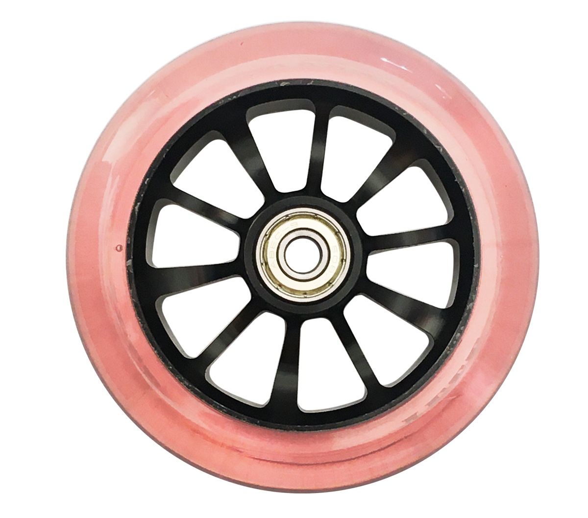 Колесо для трюкового самоката Yezz 110 мм 10S-10 спиц одинарных черный/пастельно-розовый