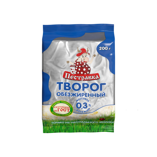 

Творог Пестравка обезжиренный 0,3 % 200 г бзмж