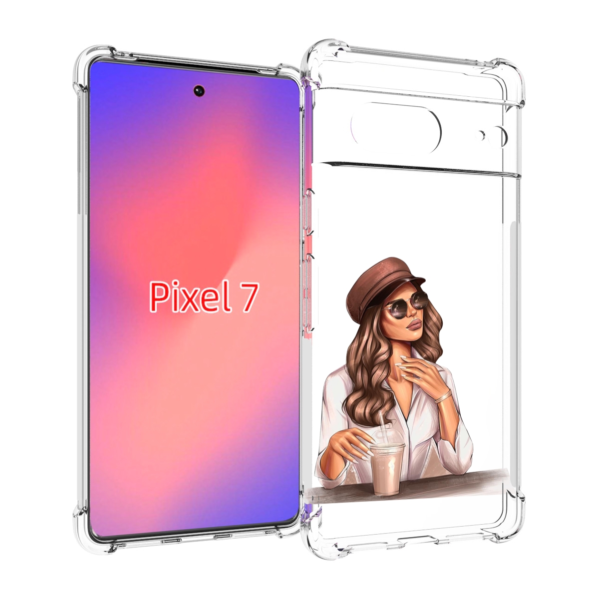 

Чехол Mypads Девушка-С-Милкшейком Женский Для Google Pixel 7, Прозрачный, Tocco