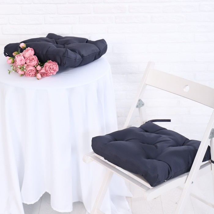 Адель Набор подушек для стула непромокаемых 40х40см 2 шт, цвет т-серый, файберфлекс, грета