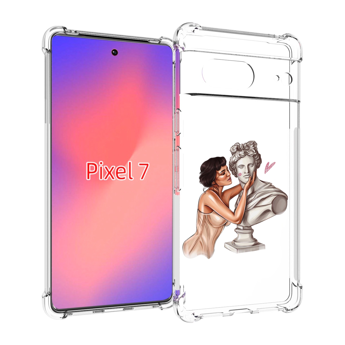 

Чехол Mypads Девушка-Со-Статуей Женский Для Google Pixel 7, Прозрачный, Tocco
