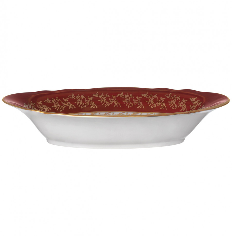 фото Блюдо bavarian porcelain мария-тереза красная золотые листики 295015 33 см для хлеба