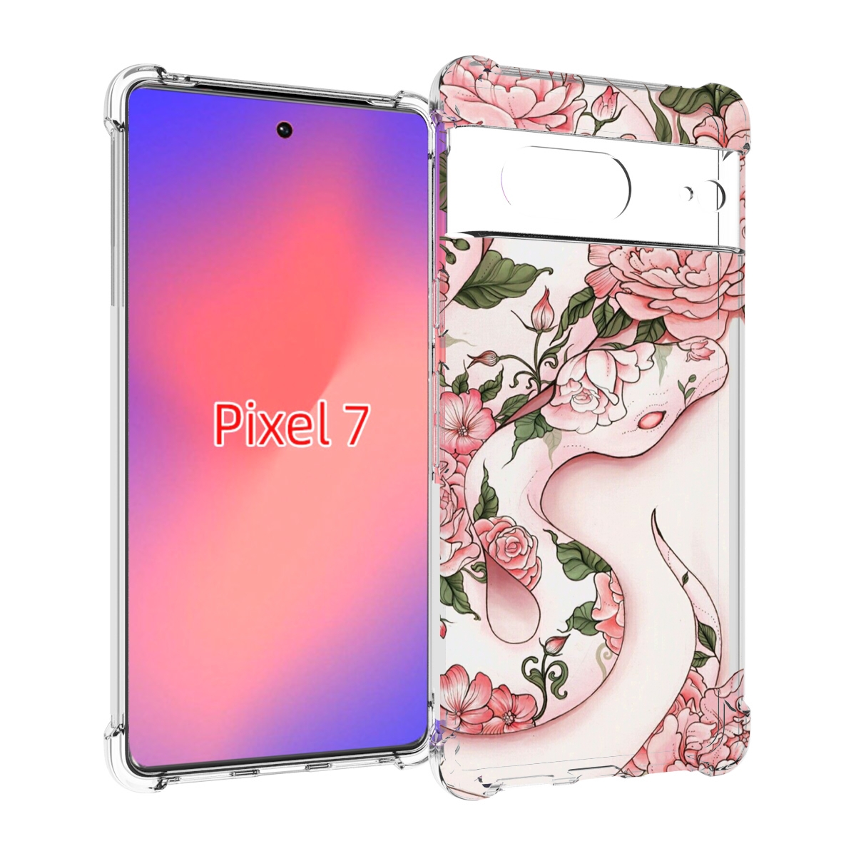 

Чехол Mypads Змея-В-Розовых-Цветах Женский Для Google Pixel 7, Прозрачный, Tocco