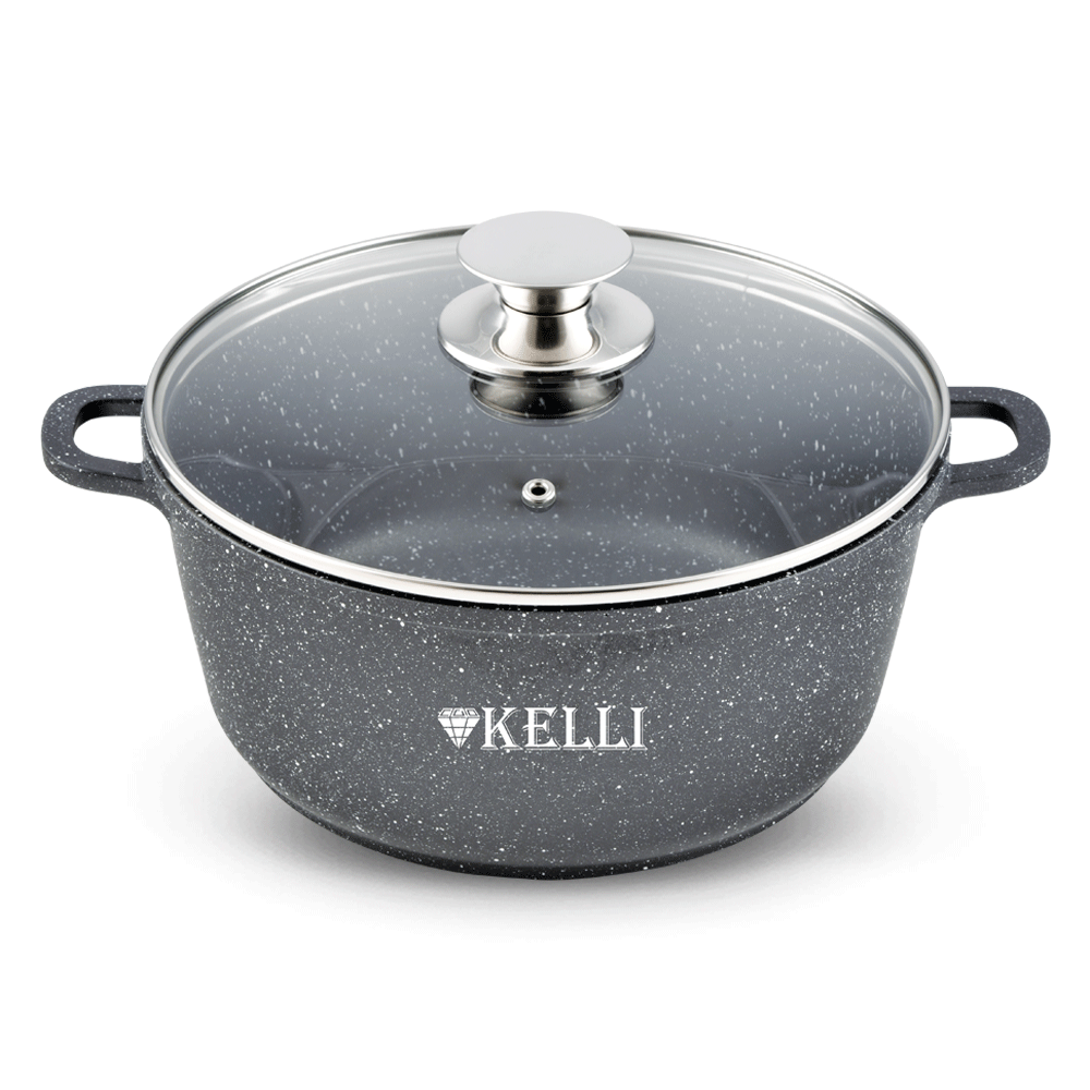

Кастрюля Kelli KL-4022-28 7,0л мраморное покрытие, Черный, KL-4022-28
