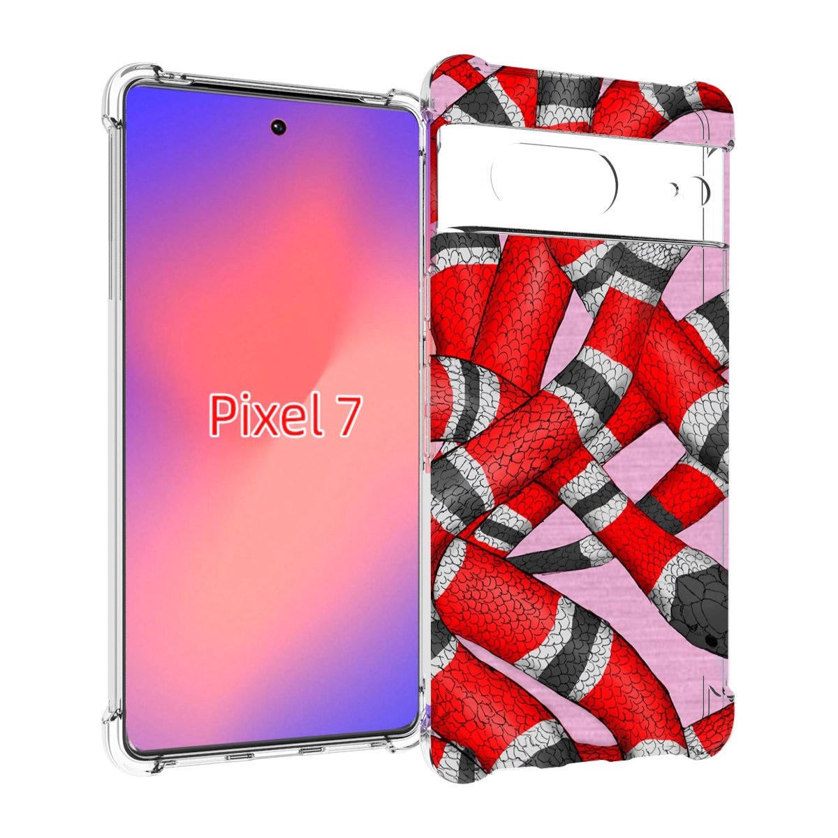 

Чехол Mypads Змея-Красно-Черно-Белый Для Google Pixel 7, Прозрачный, Tocco