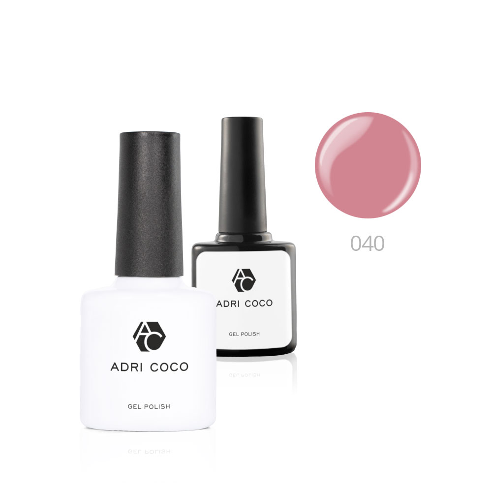 Цветной гель-лак для ногтей AdriCoco №040 пыльно-розовый 8 мл 2 шт камуфлирующая база adricoco la creme base 18 невинный розовый с шиммером 10 мл