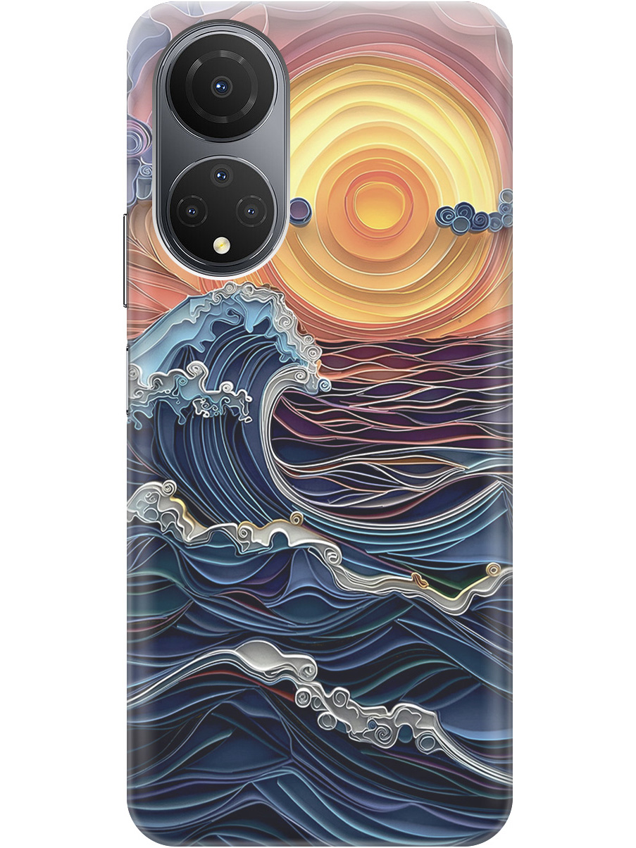 

Силиконовый чехол на Honor X7 с принтом "Волны на закате", Прозрачный;оранжевый;синий, 768741710