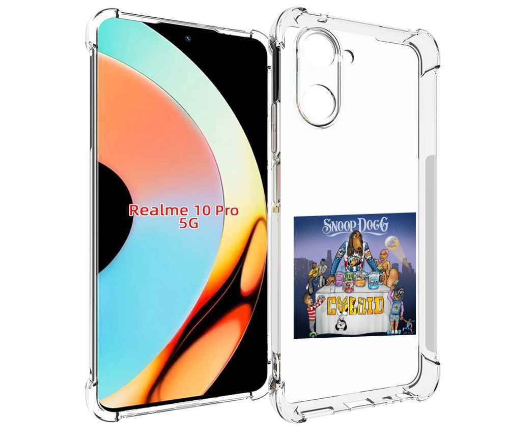 

Чехол бампер MyPads Snoop Dogg COOLAID для Realme 10 Pro противо..., Прозрачный, Tocco