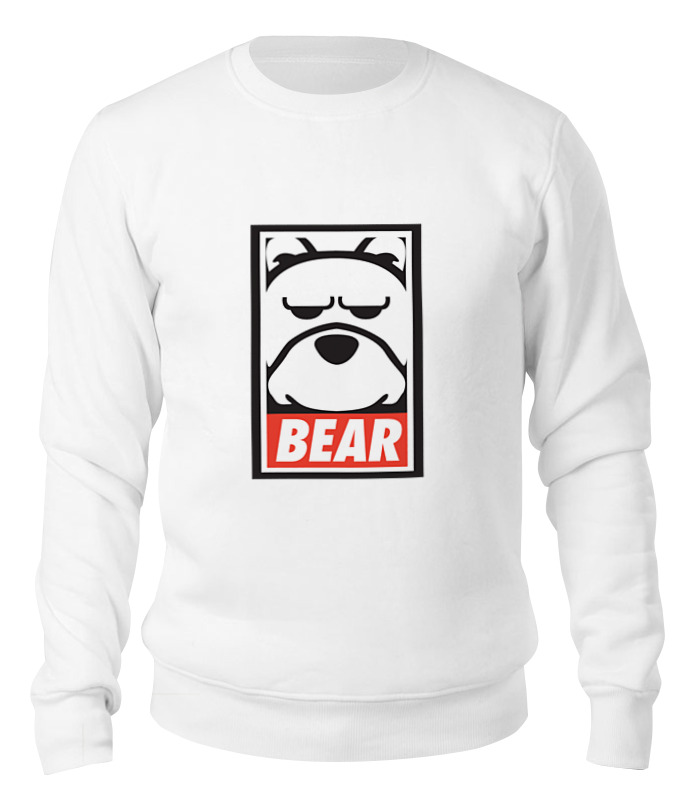 

Свитшот унисекс Printio Мишка (bear, obey) белый L, Мишка (bear, obey)