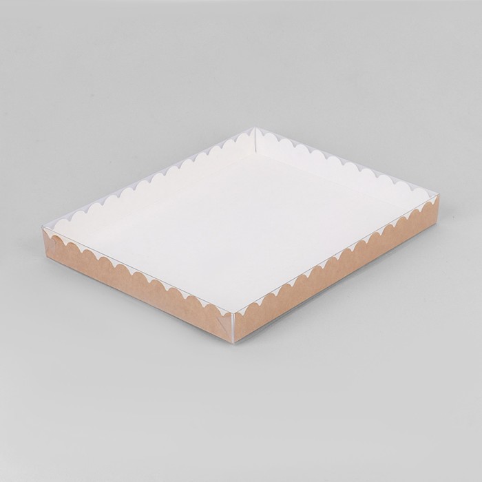 

Коробочка для печенья с PVC крышкой, крафт 23,5 х 30 х 3 см, Упаковка для сладкого