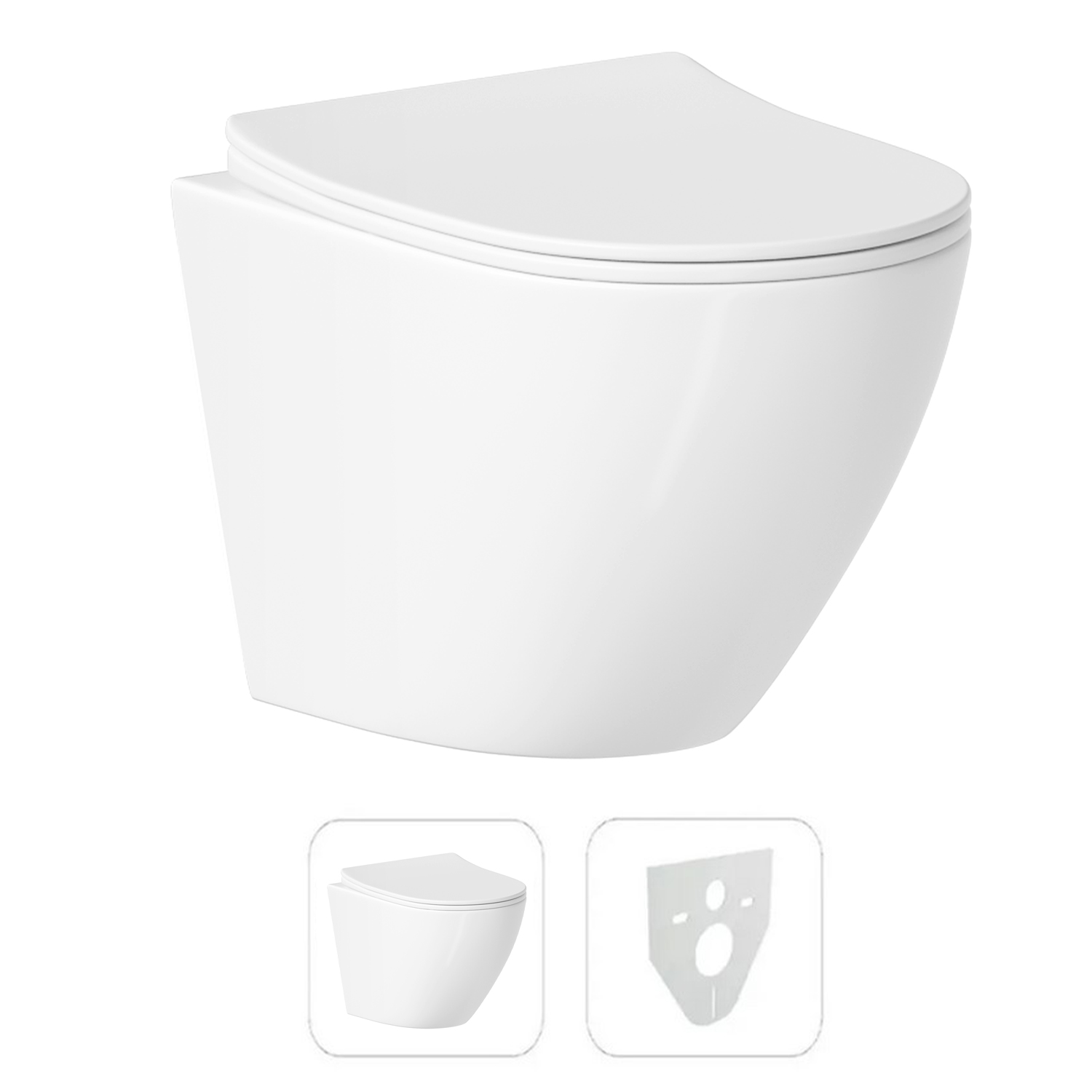 Унитаз подвесной безободковый Helmken 35490101 с сиденьем микролифт и шумоизоляцией