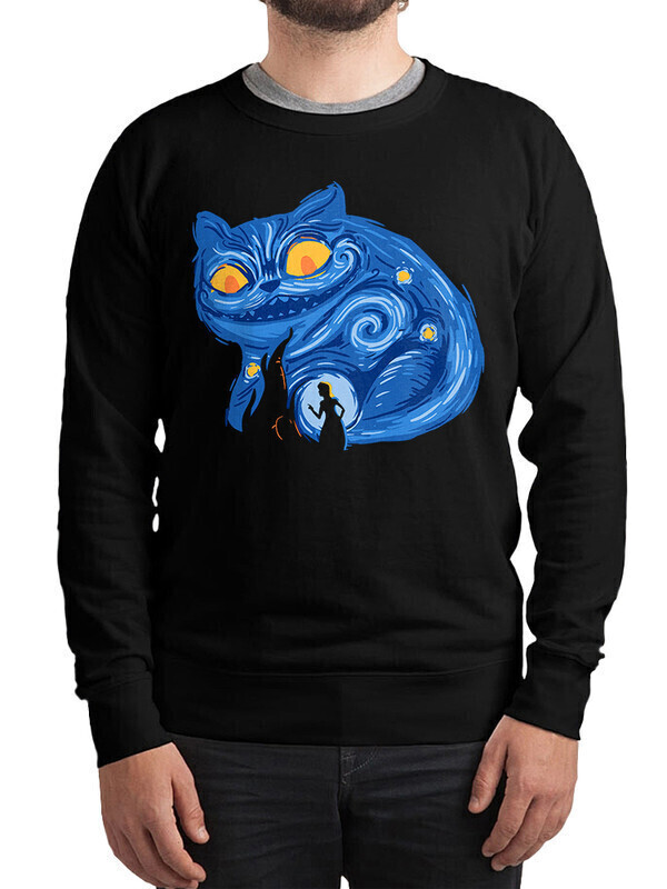 

Свитшот мужской Dream Shirts Чеширский кот Ван Гог черный 50 RU, Чеширский кот Ван Гог