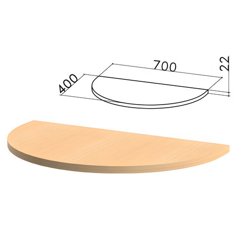 Стол приставной полукруг "Монолит", 700х400х750 мм, БЕЗ ОПОРЫ (640137), цвет бук бавария,