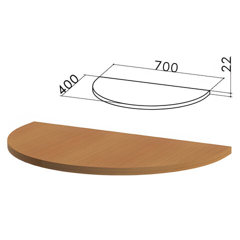 Стол приставной полукруг "Монолит", 700х400х750 мм, БЕЗ ОПОРЫ (640137), цвет орех гварнери