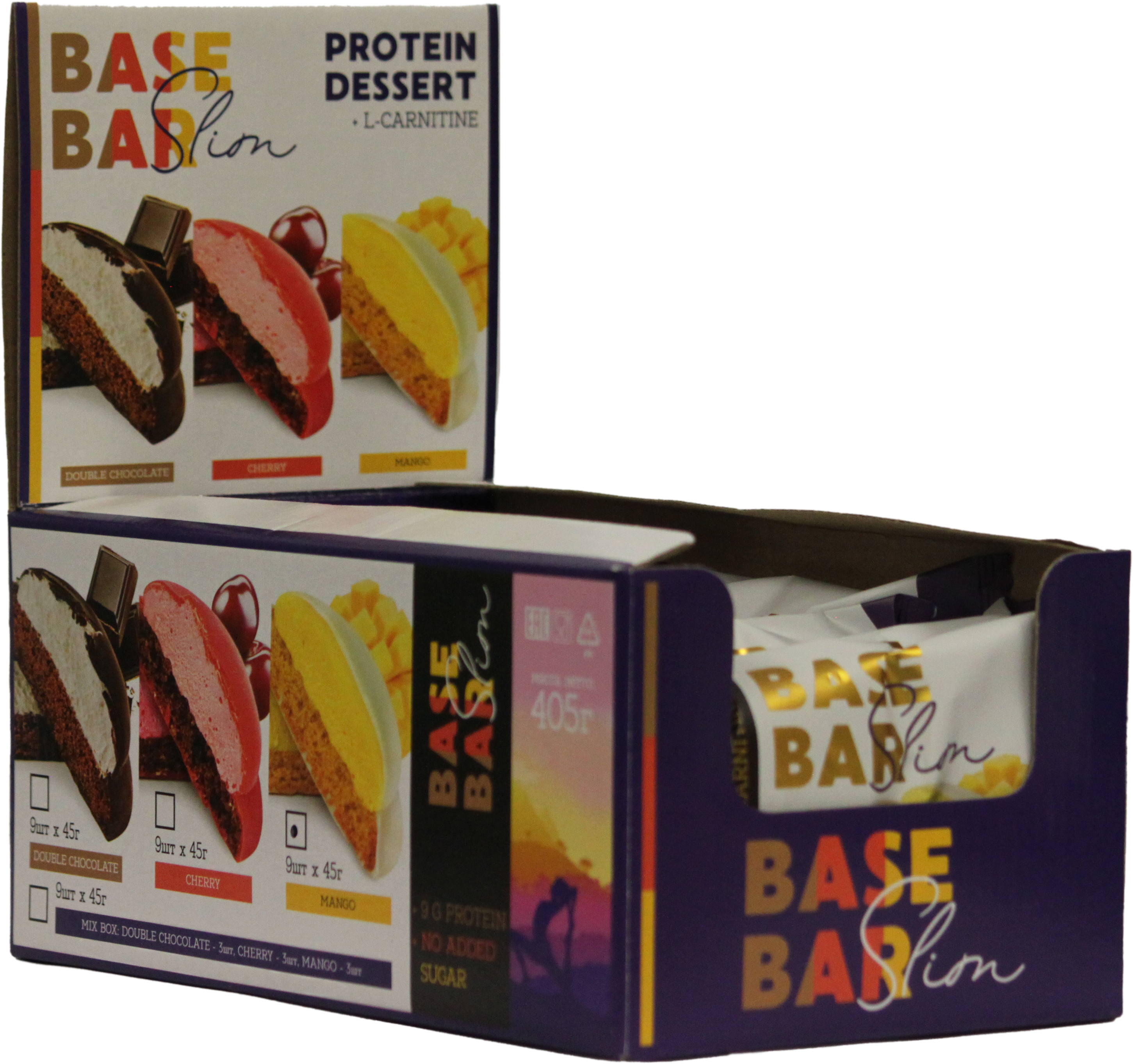 Печенье BaseBar Protein Dessert Двойной шоколад, 45 г х 9 шт
