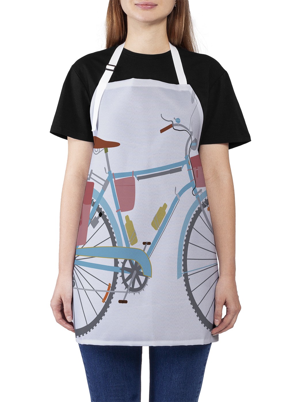 фото Фартук женский joyarty для готовки "велосипед для туризма", универсальный размер