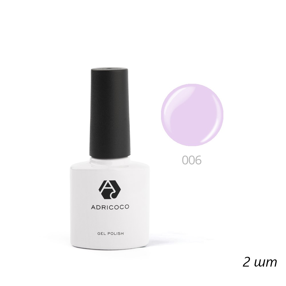 Цветной гель-лак для ногтей AdriCoco №006 нежно-лиловый 8 мл 2 шт