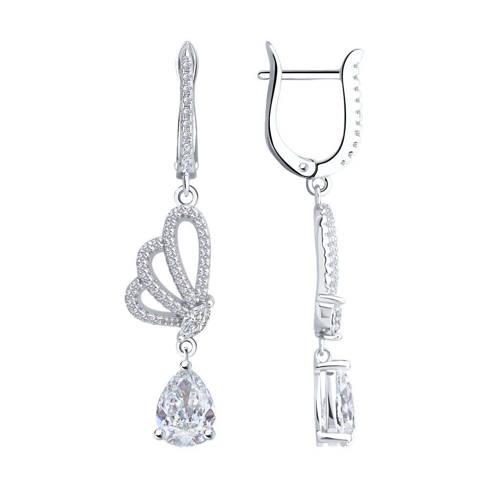 

Серьги подвески из серебра SOKOLOV 94026895-91, фианит, 94026895-91