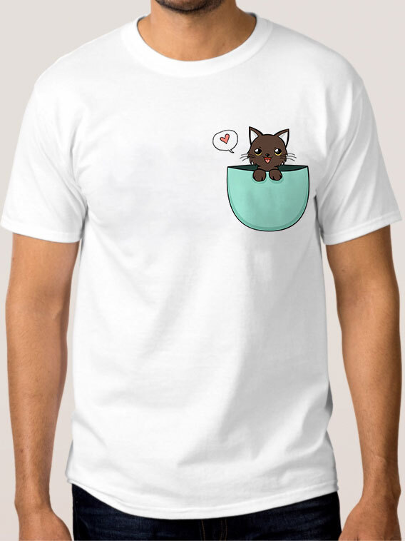 

Футболка мужская Design Heroes Котик в кармашке белая XS, Котик в кармашке