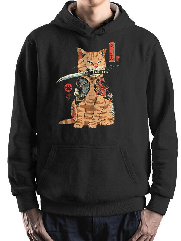 

Худи мужское Dream Shirts Кот-самурай черное 52 RU, Кот-самурай