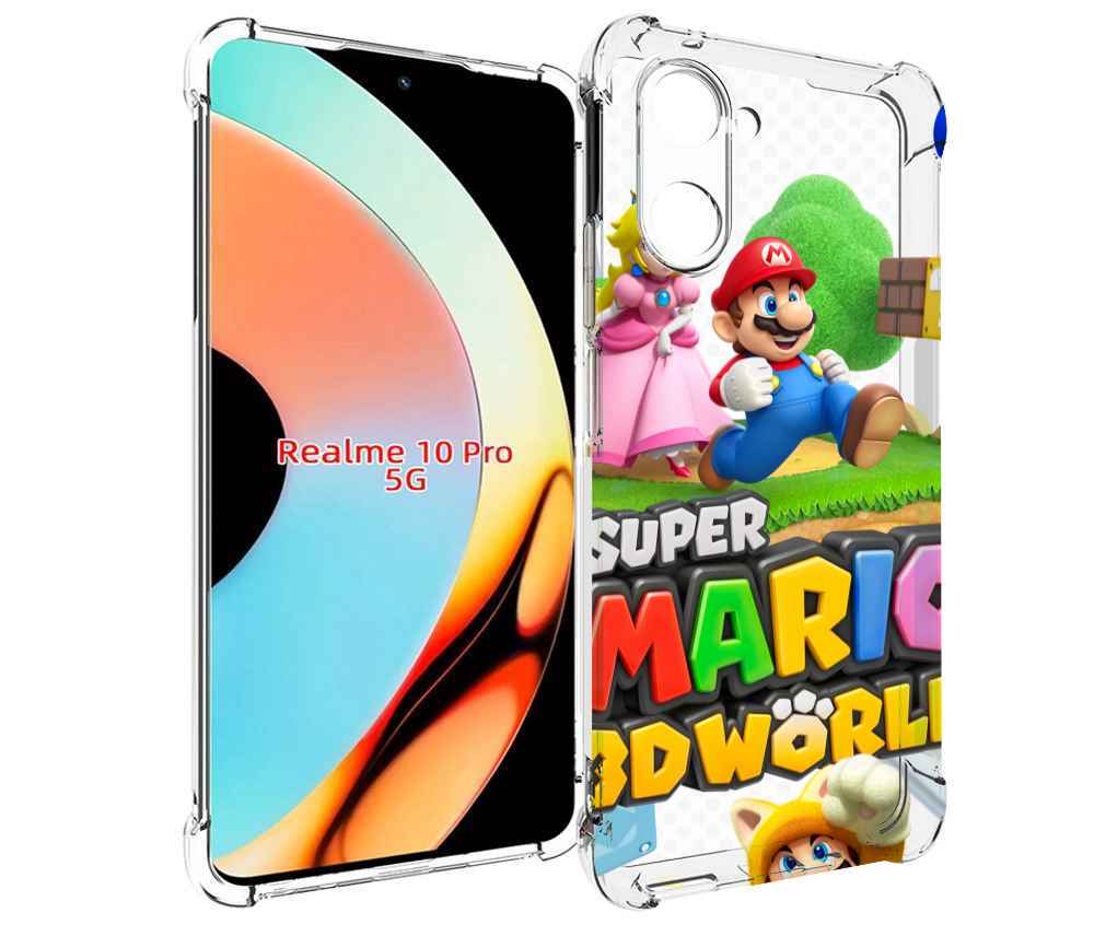 

Чехол бампер MyPads Super Mario 3D World для Realme 10 Pro проти..., Прозрачный, Tocco