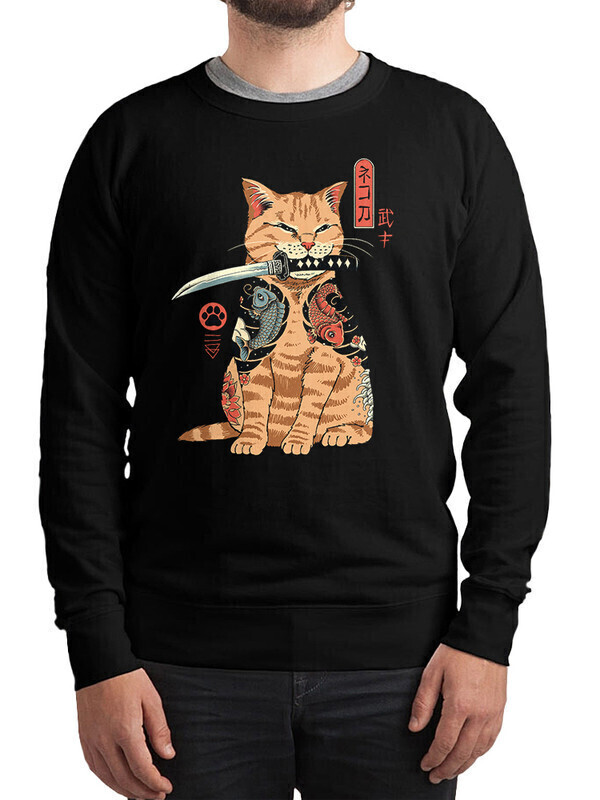 

Свитшот мужской Dream Shirts Кот-самурай черный 46 RU, Кот-самурай