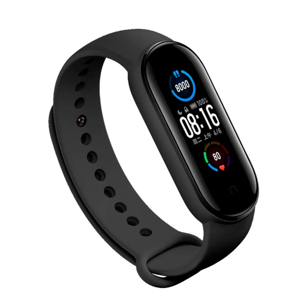 Ремешок силиконовый Aks-guard для  Xiaomi Mi Band 5, чёрный