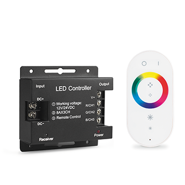 

Контроллер RGB для лент 288Вт/576Вт 12V/24V 24А IP20 с сенсорным пультом (белый), Черный, для RGB 288W 24А с сенсорным ПУ, белый