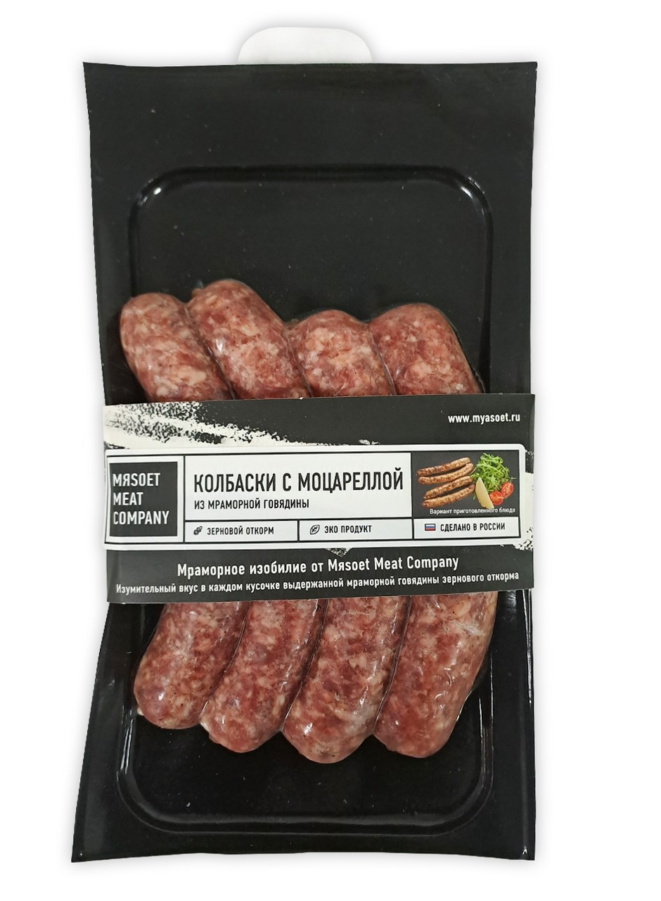 

Колбаски из мраморной говядины Myasoet Meat Company с моцареллой охлажденные 220 г