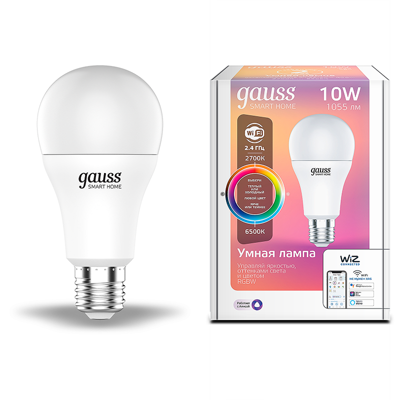 фото Умная wi-fi лампочка gauss smart home а60 10w 1055лм e27