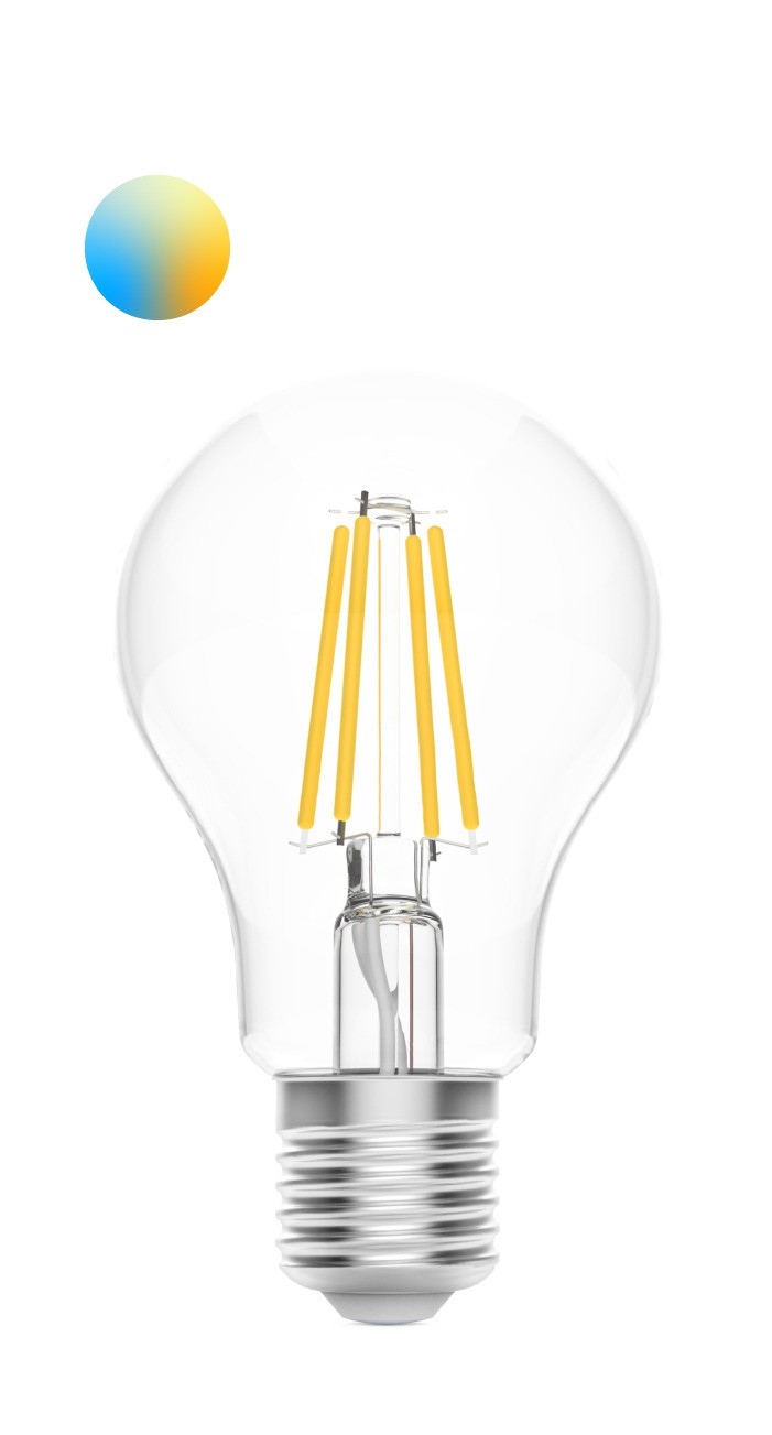 Лампа Gauss Smart Home Filament А60 6,5W 806lm 2000-6500К E27 изм.цвет.темп.+дим. LED
