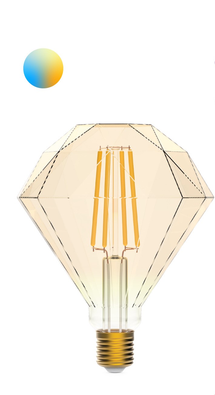 Лампа Gauss Smart Home Filament Diamond 6,5W 720lm 2000-5500К E27 изм.цвет.темпр DIMM LED лампа светодиодная филаментная volpe g125 e27 220 в 5 вт шар прозрачный с золотистым напылением 470 лм теплый белый свет