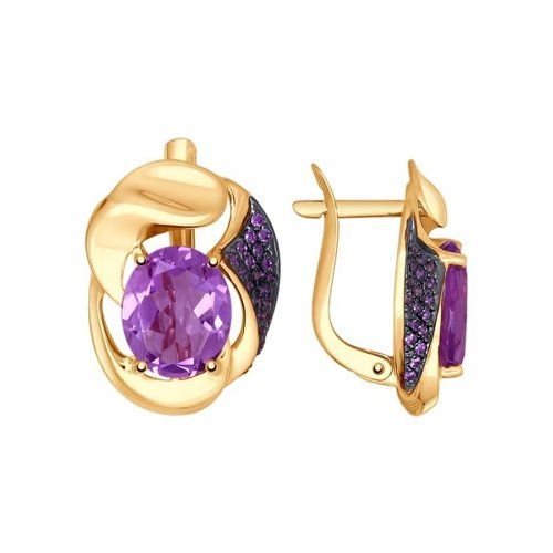 

Серьги из желтого золота SOKOLOV 724808, аметист/фианит, 724808
