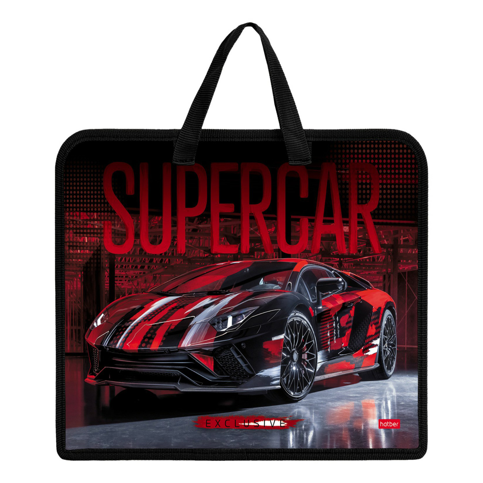 

Папка Hatber для тетрадей на молнии А4 Supercar разноцветная, Черный
