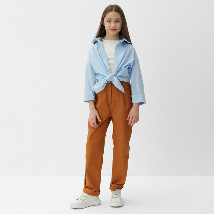 Брюки для девочки MINAKU: Casual collection KIDS, цвет рыжий, рост 122 см